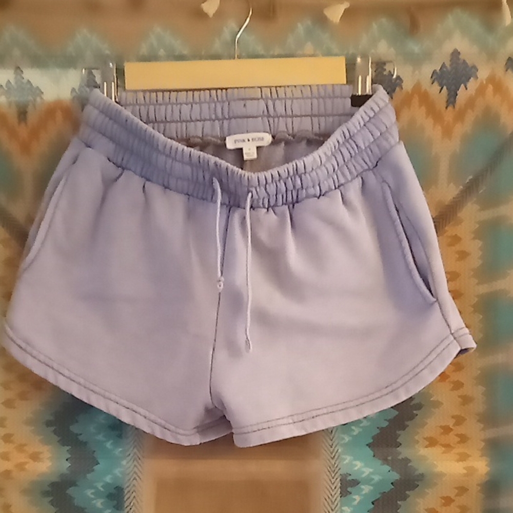 Pink Rose Sky Blue Athletic Shorts